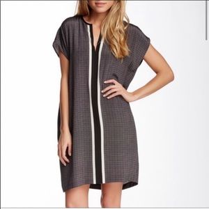 VINCE Silk Geometric Print Shift Dress L